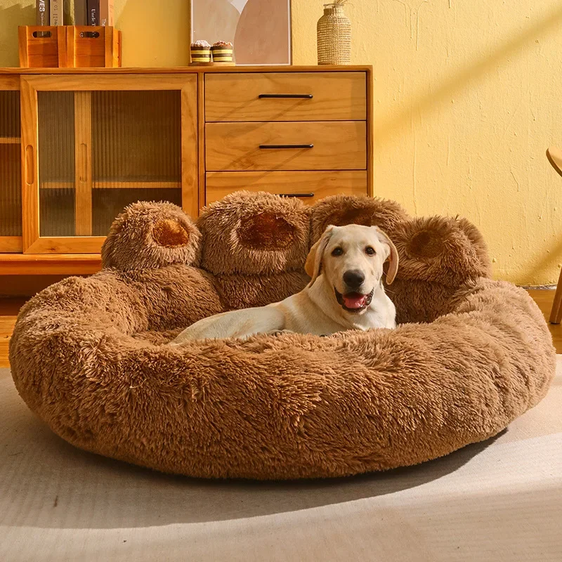 Pet Dog Sofa Plush Kennel Large Pet Products Fluffy Dog Bed Small Sofa Baskets Puppy Cats Supplies Big Cushion Pet Accessories