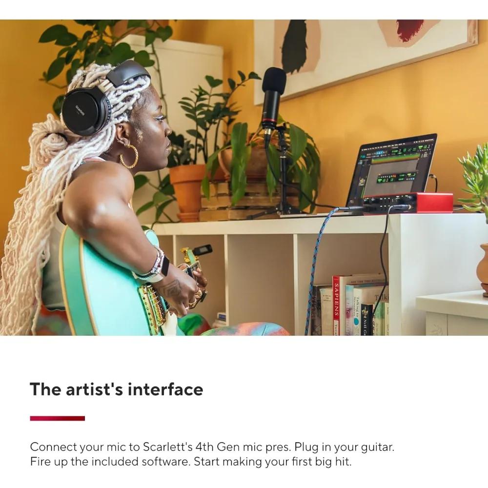 Strumenti musicali: interfaccia audio USB Scarlett 2i2 di quarta generazione per registrazione, scrittura, streaming e podcasting ad alta fedeltà