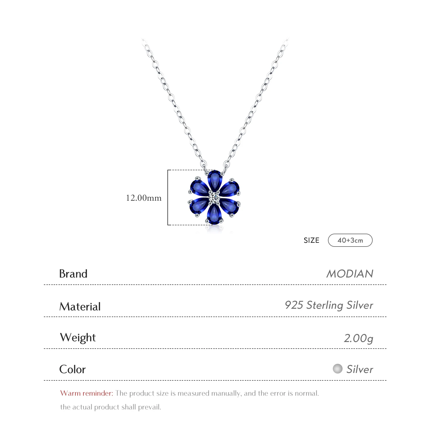 MODIAN 925 Sterling Silver Sparkling Lucky Flower Pendant Necklace for Women Luxury Drop Zirconia Female Wedding Fine Jewelry