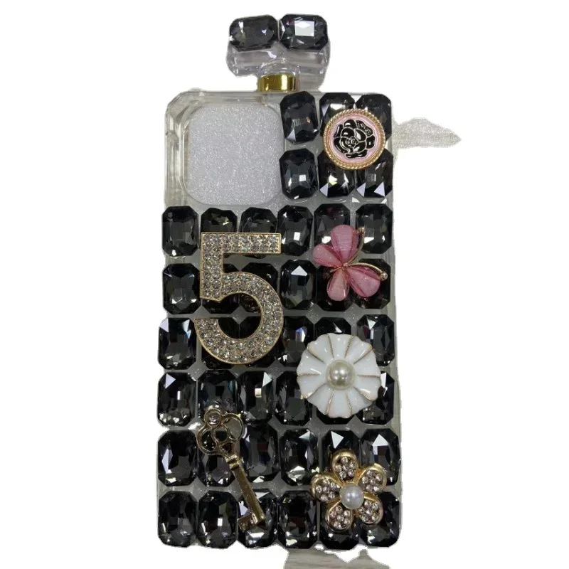 Botella de Perfume con diamantes de imitación, funda 3D para iPhone 16pro 15pro 14pro 13pro Bling Diamond Glitter Crystal Luxury 15 14 13 12 11 Pro Max