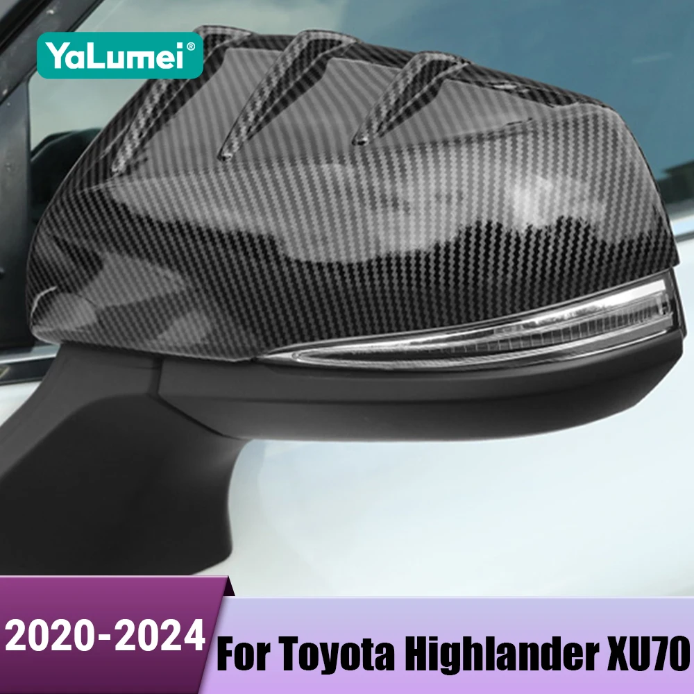 

ABS карбоновое автомобильное боковое зеркало заднего вида, чехол, отделка для Toyota Highlander XU70 Kluger 2020 2021 2022 2023 2024, гибридный
