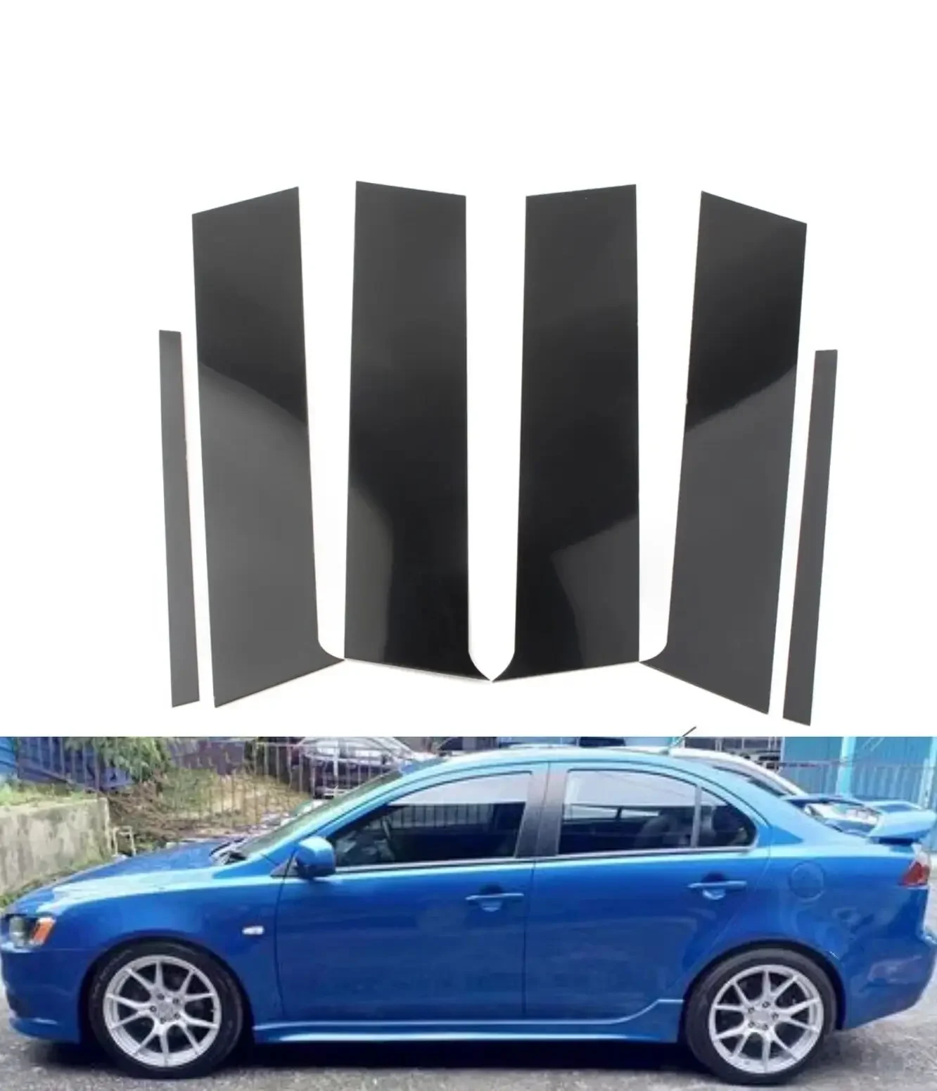 

6Pcs Car Side Window Door Pillar Trim Posts Stickers for Mitsubishi Lancer Sedan 2008-2017