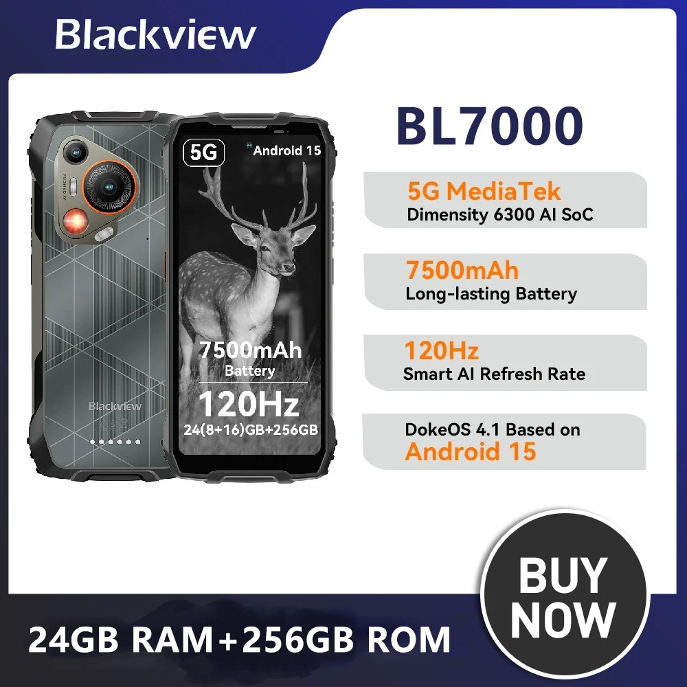 Прочный телефон BLACKVIEW 5G AI Depseek GPT BL7000 6,78 дюйма 2,4K 120 Гц 8 ГБ 256 ГБ мобильный телефон 7500Amh 50 МП смартфон Android 15 NFC Прочный телефон BLACKVIEW 5G AI Depseek GPT BL7000 6,78 дюйма 2,4K 120 Гц 8 ГБ 256 ГБ мобильный телефон 7500Amh 50 МП смартфон Android 15 NFC
