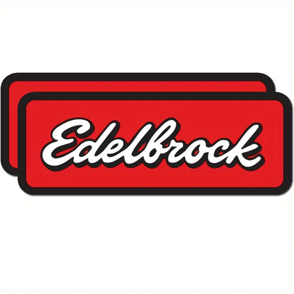 

4PCS/SET Edelbrock Style Waterproof Vinyl Stickers Red White Decals for Car Engine Bay Modification Decor