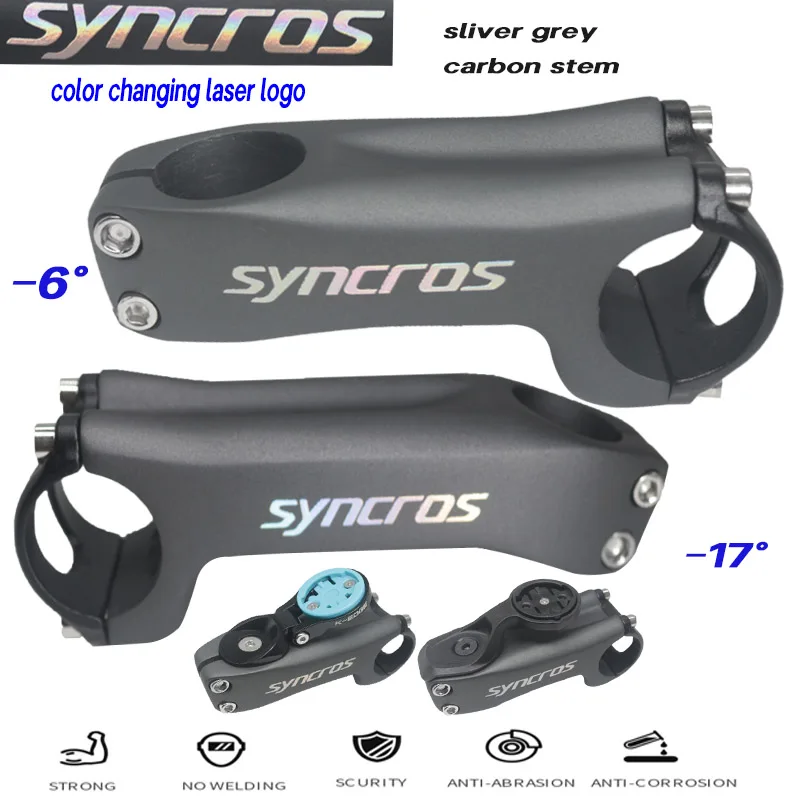 Image of Neuer Carbon-Aluminium-Vorbau für Rennräder und Mountainbikes, Winkel -6 / -17 Grad, Carbon-Vorbau-Lenker 31,8x70-130MM, Gabel 28,6mm, Grau