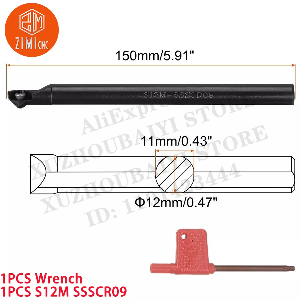 1PCS S12M-SSSCR09 Turning Tool Holder 1/2 45° Shank Lathe Indexable Boring Bar 12mm CNC tool metal lathe mechanical cutting tool