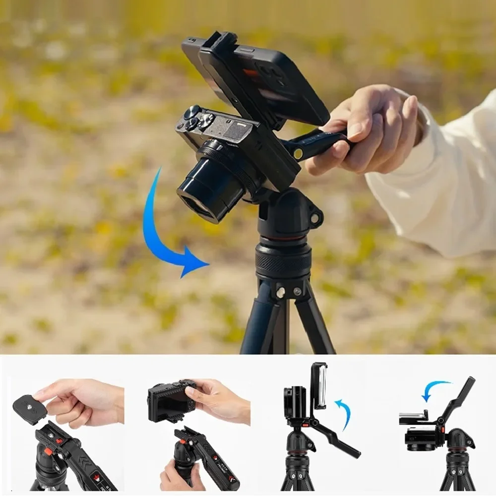 Trípode de aleación de aluminio para cámara profesional portátil de 59,84 pulgadas/152cm de alto con abrazadera para teléfono Control remoto para Canon Nikon SLR GoPro