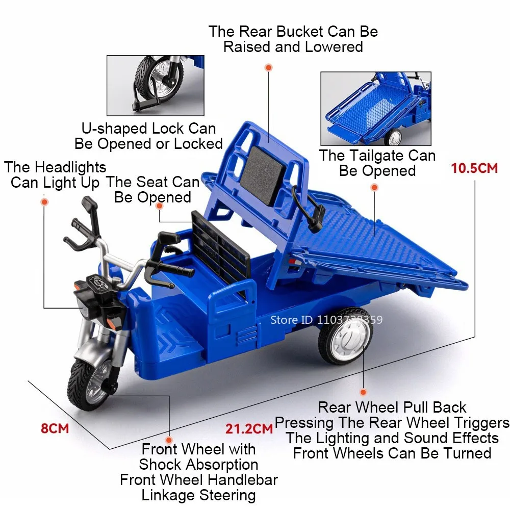 1:12 Driewieler NIJIA400 Motorfiets Model Speelgoed Legering Diecast Schokabsorptie Voorwiel Stuur Simulatie Motoren Kid Geschenken