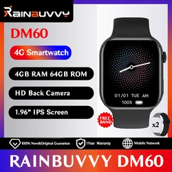 Rainbuvvy-reloj inteligente DM60 con SIM, dispositivo deportivo con Android 8,1, cuatro núcleos, 4GB de RAM, 64GB de ROM, pantalla IPS de 2,02 pulgadas, 4G, LTE, Wifi