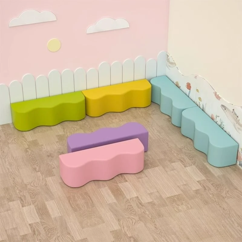 Early Education Center Long Sofa Stool Shoe Stool Kindergarten Playground Children Soft Bag Fence Parents Waiting Area Chair