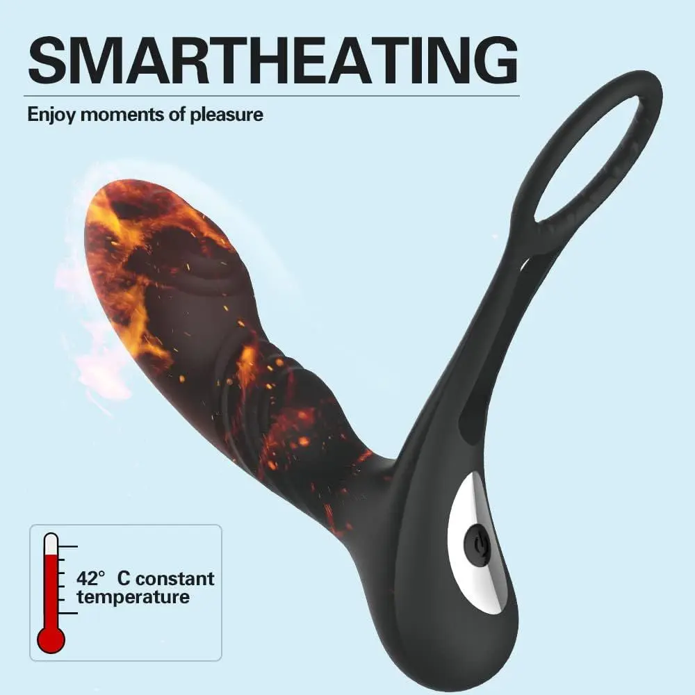 Vibromasseur Anal, jouets sexuels, masseur de Prostate, stimulateur avec double anneau pénien, 10 Modes de vibration et de chauffage, Plug Anal étanche V