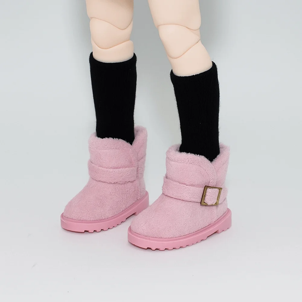 1 par de botas de nieve para muñeca Bjd 1/6, botas de nieve de felpa de Color sólido 1/6, zapatos de invierno para muñeca Bjd, Mini botas de nieve cálidas de 20cm, muñeca Barbi