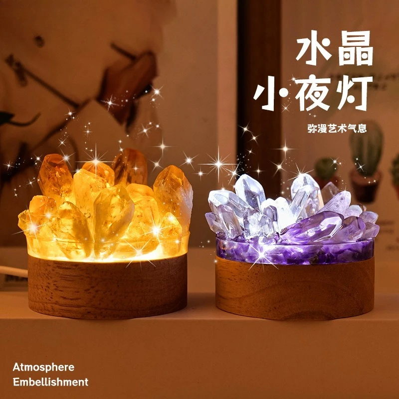 Natural crystal cluster Epoxy amethyst atmosphere Bedroom bedside gift ornament