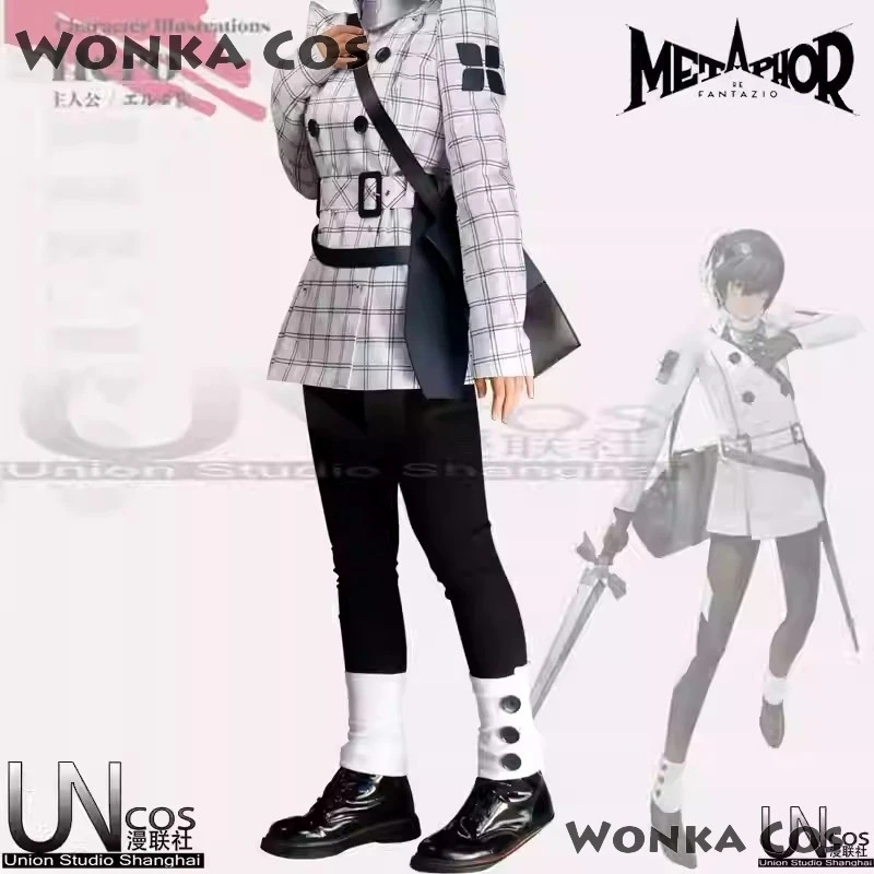 Game Metaphor:ReFantazio Game Will Hero Travelling Boy Captain Cosplay Costume Cos Shoes White Suit Convention Men Halloween