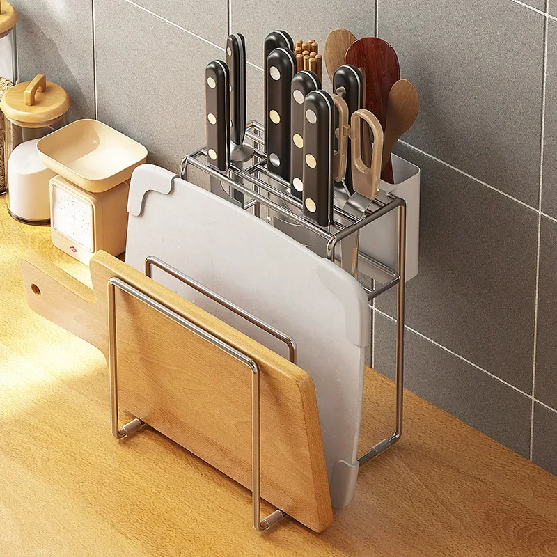 Kitchen Sink Stand Knives Holder,Chopping Board Organizer,Cutlery Container Box,304 Stainless Steel Drainer,Drying Shelf