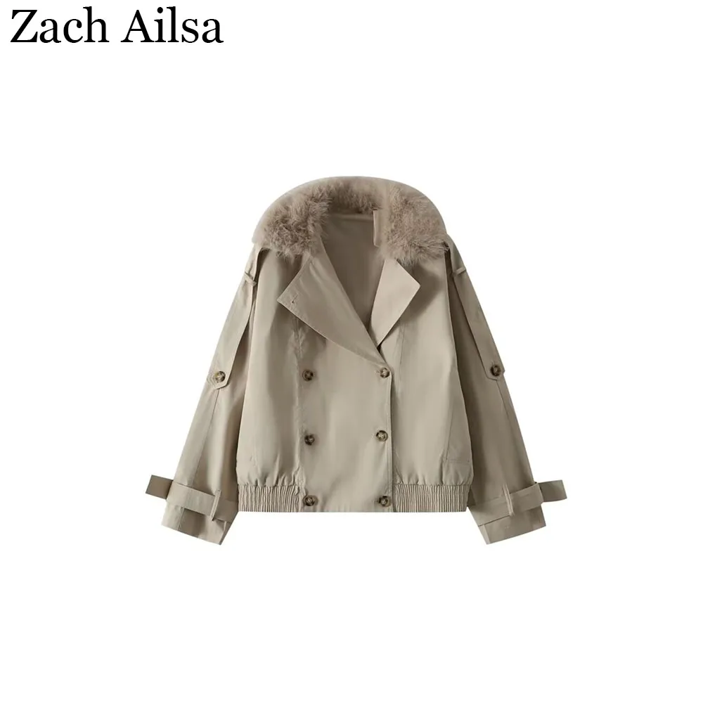 

Autumn and winter new women's clothing design sense fur collar waterproof windbreaker style short jacket jacket