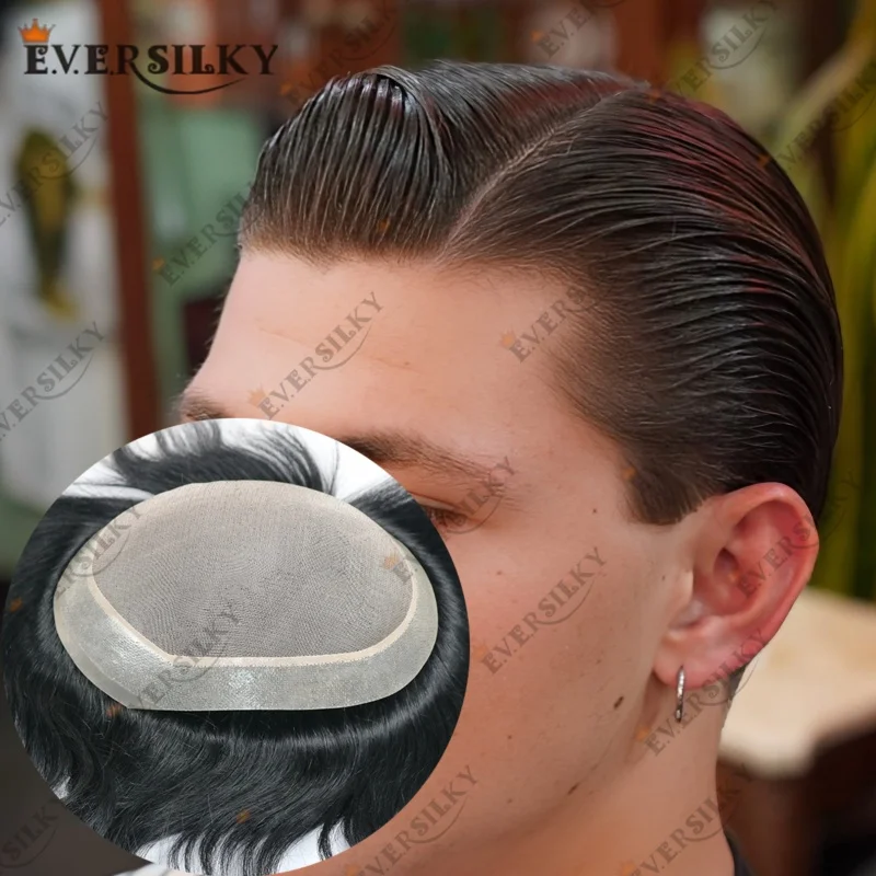 1ب #   شعر مستعار أسود للرجال شعر مستعار للرجال 6 بوصة شعر مستعار ناعم أحادي الذكور شعر مستعار غير قابل للاكتشاف نظام استبدال الشعر البشري الأوروبي الحقيقي