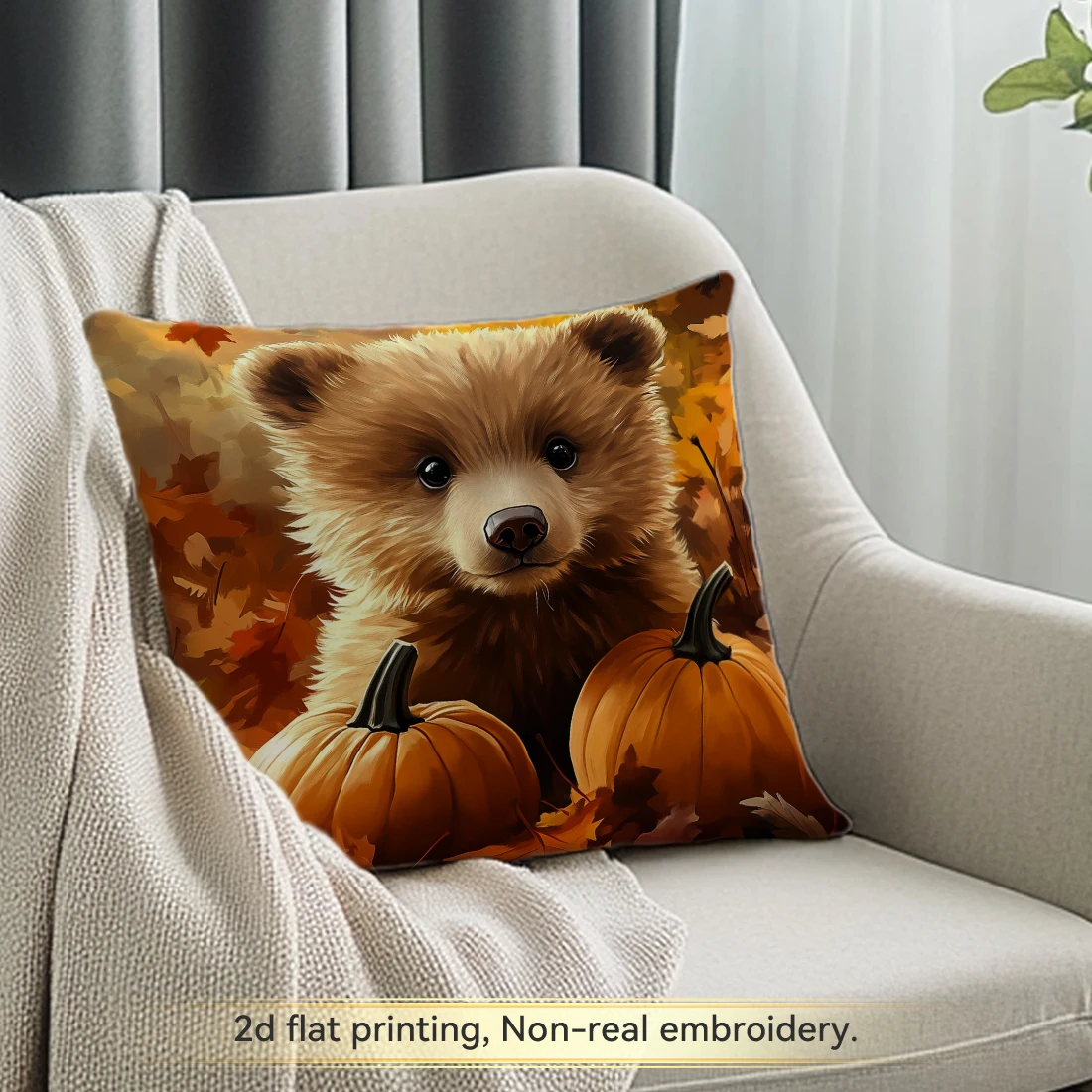 1pc Autumn Maple Leaf Animals Cushions Pillowcase Polyester Cushion Cover Throw Pillow Pillowcover Home Car Sofa Decor