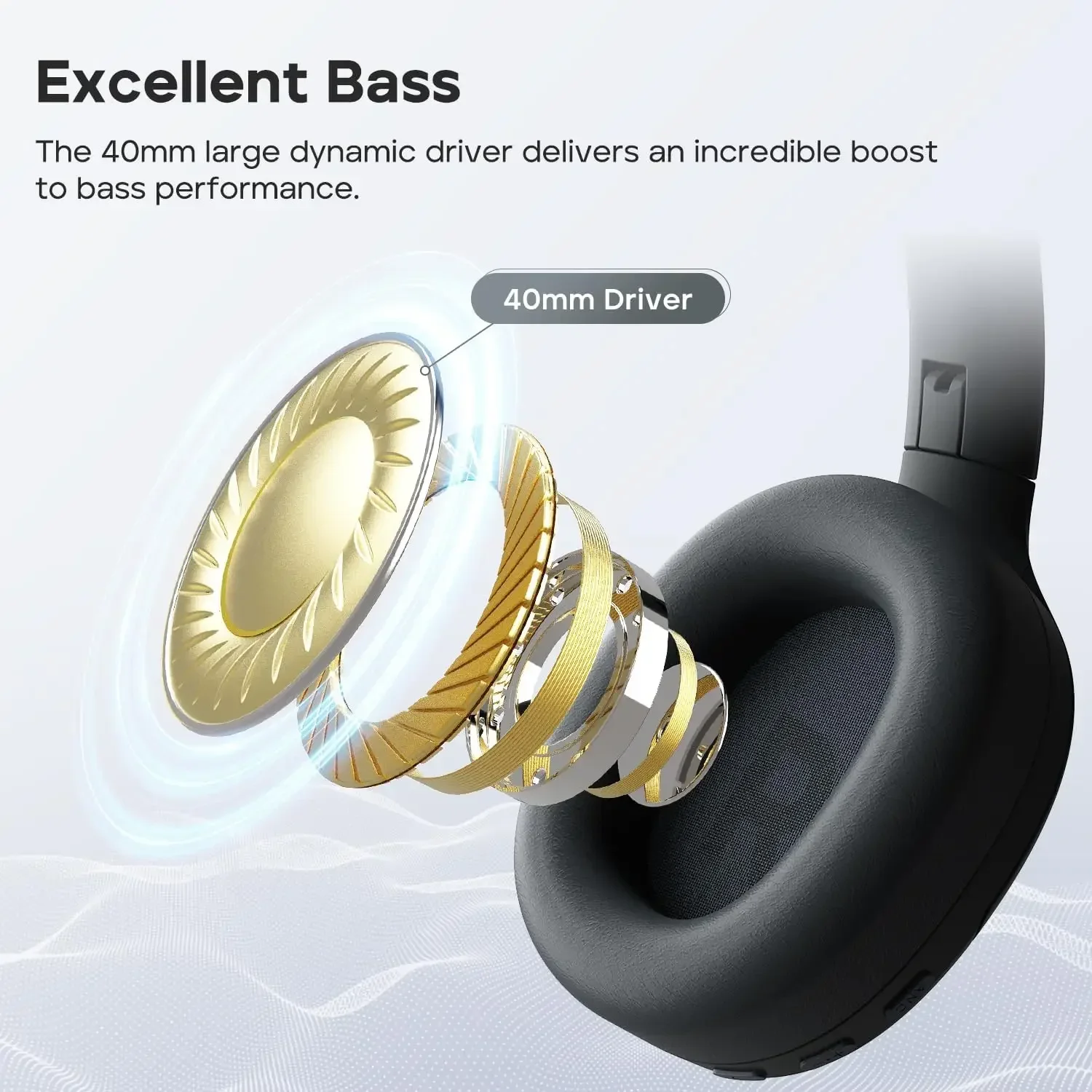 Tribit QuietPlus 81 ANC Headphones, XBass, 110H Playtime, Bluetooth 6.0, 6 Custom EQ, Foldable Bluetooth Headset for Home/Travel view 3