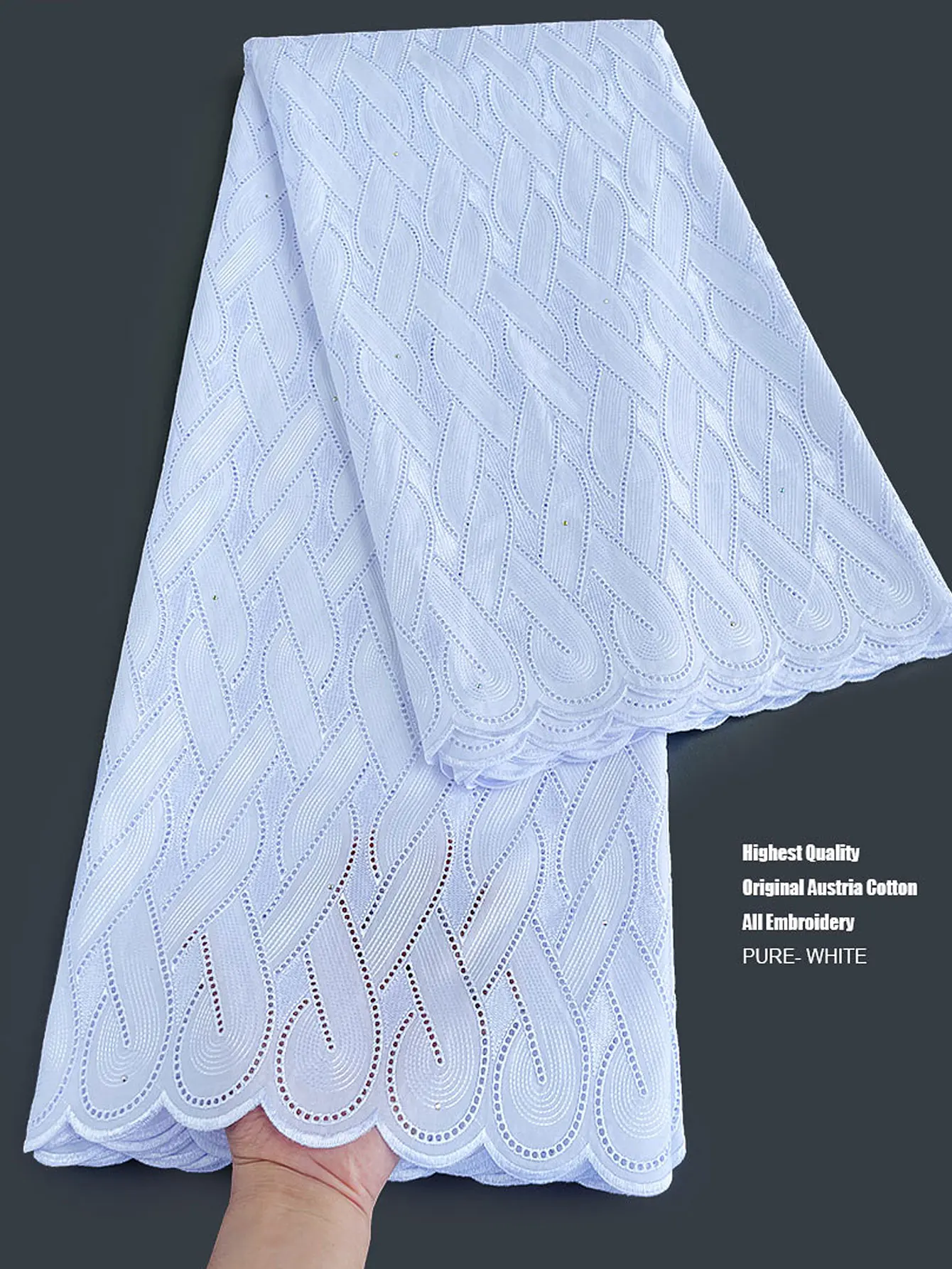 Exclusive Polished Austria Cotton Lace Original Silky Embroidered African Couple inspired Voile Fabric Dark Brown for Man Woman