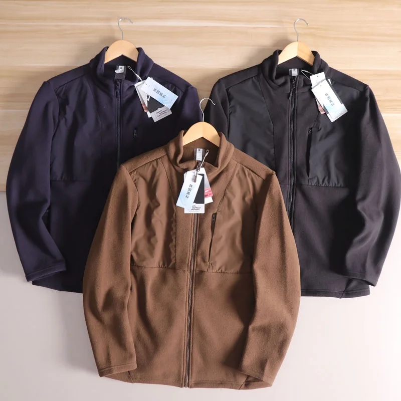 

Men's Spor Long Sve Sweatirt Jaet 3D Tailoring Inteated Fce Double-sided Stand Collar Outerwear for Autumn Winter