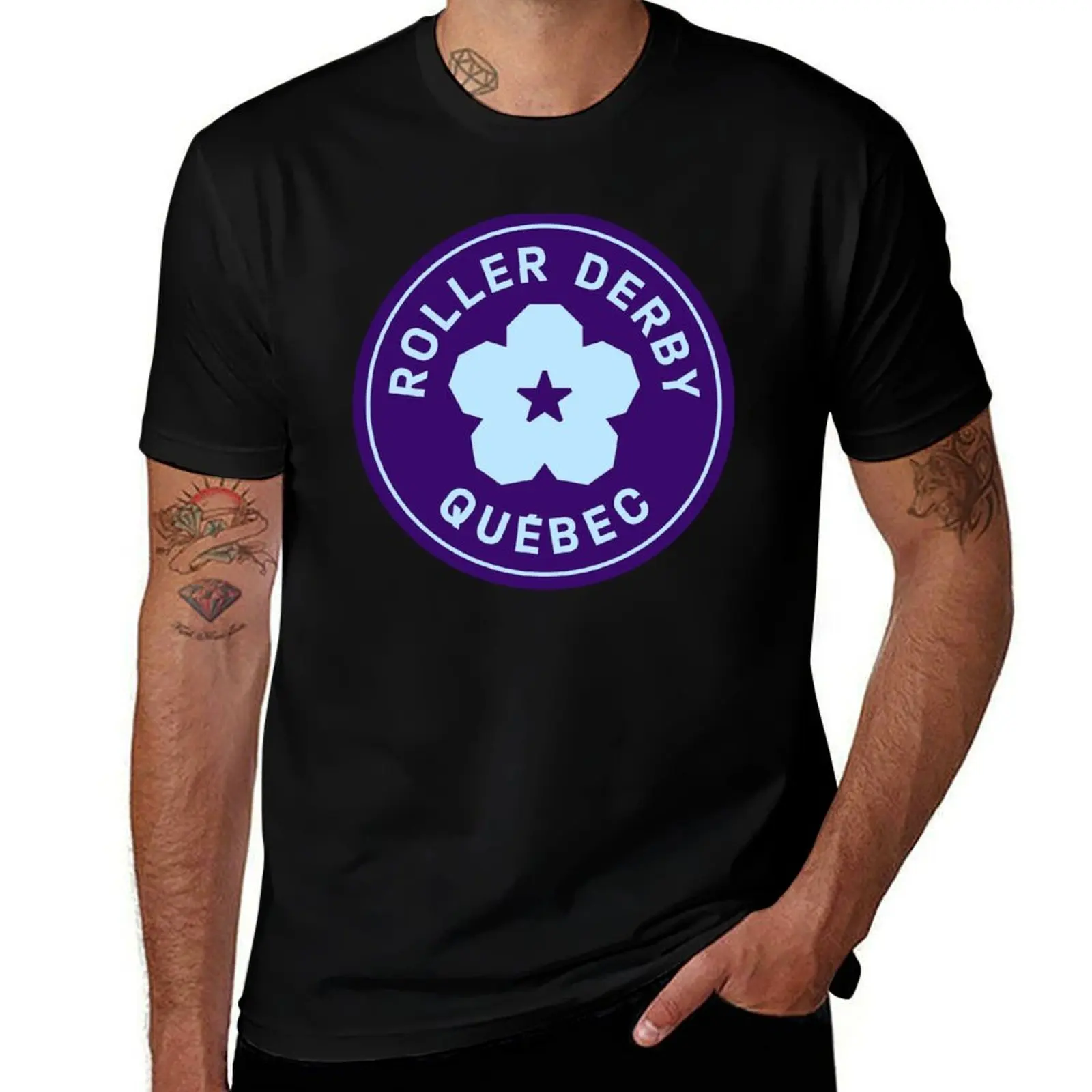 Logo Team B - RDQ - Roller Derby Quebec T-Shirt Art Pattern Printed Casual Top T-Shirt