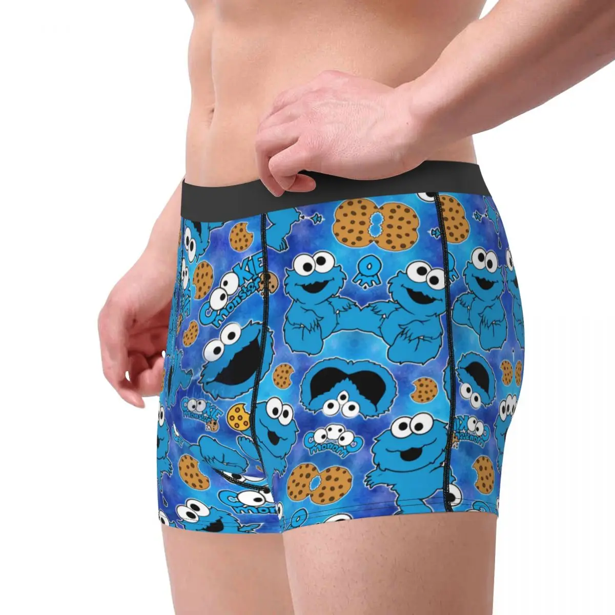 Custom Cool Funny Happy Boxers Shorts Panties Male Underpants Stretch Cookie Monster Briefs Underwear