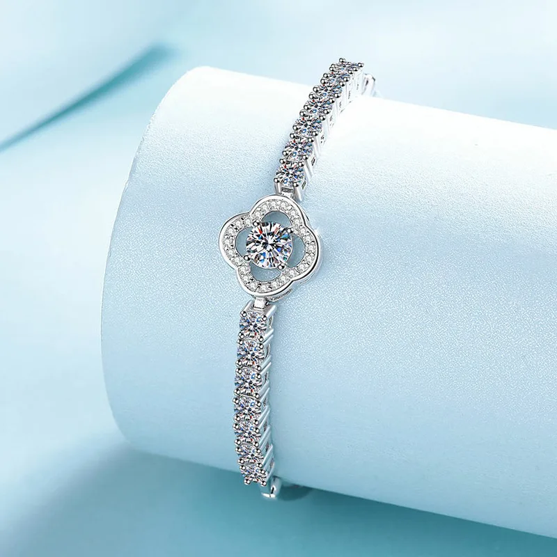 1.9 carat moissanite women's bracelet, crafted from PT950 platinum, multifunctional daily decoration, 16-20cm adjustable