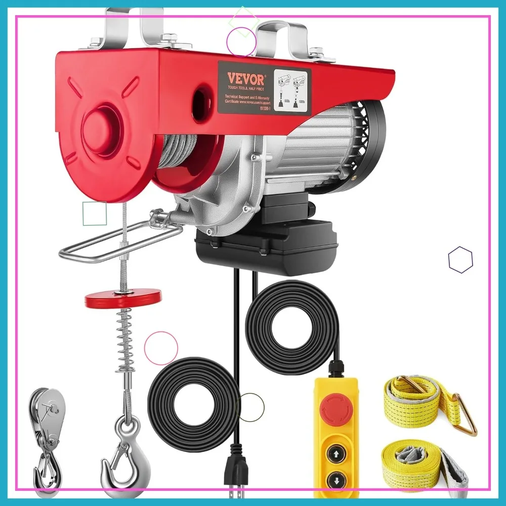 

Electric Hoist with Remote Control, 1320LBS Winch, 110V for Factories, Warehouses, Construction