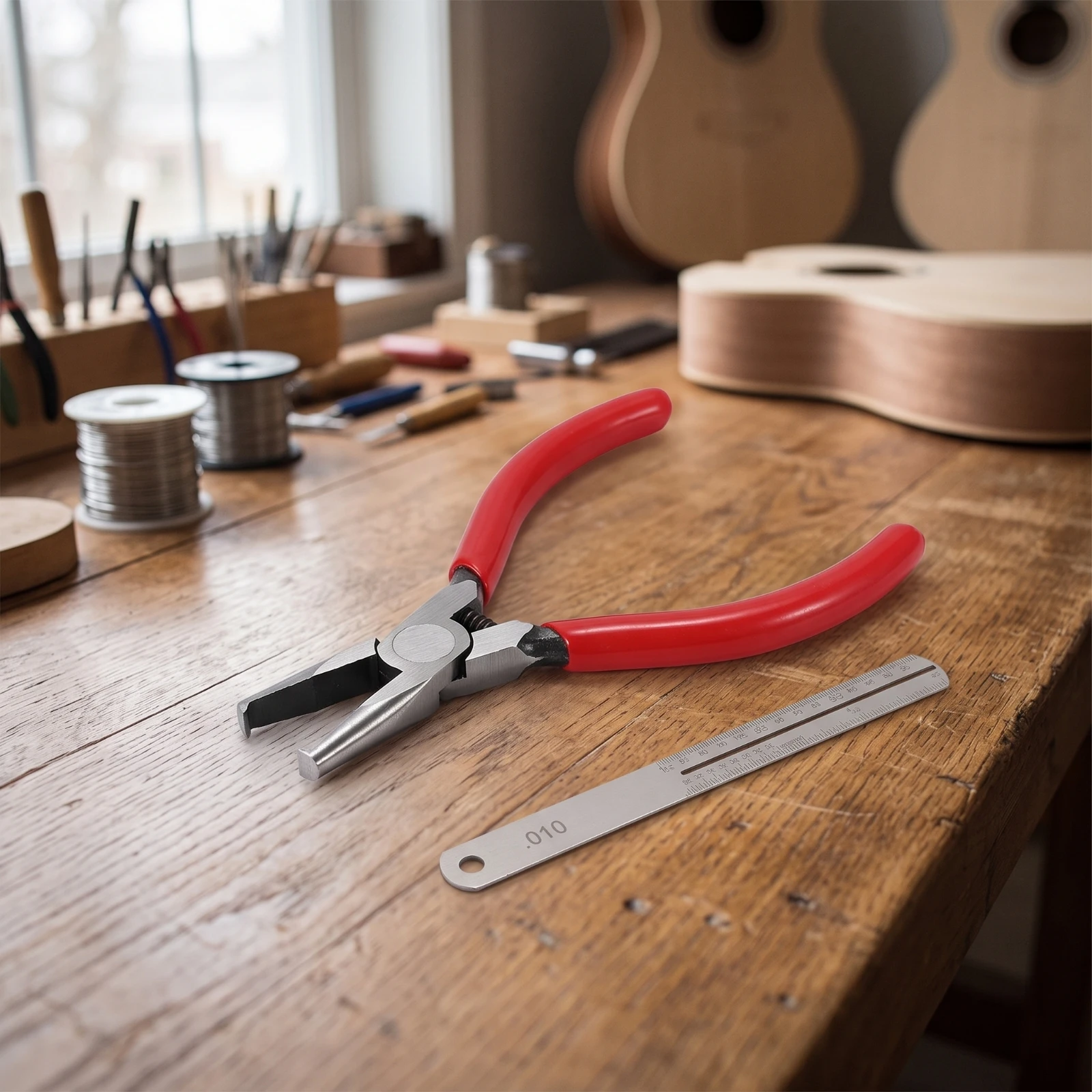 Guitar Fret Puller Plier Precision-Ground Fret Puller Repair Tool Spring-Loaded Pliers Compact for Luthier