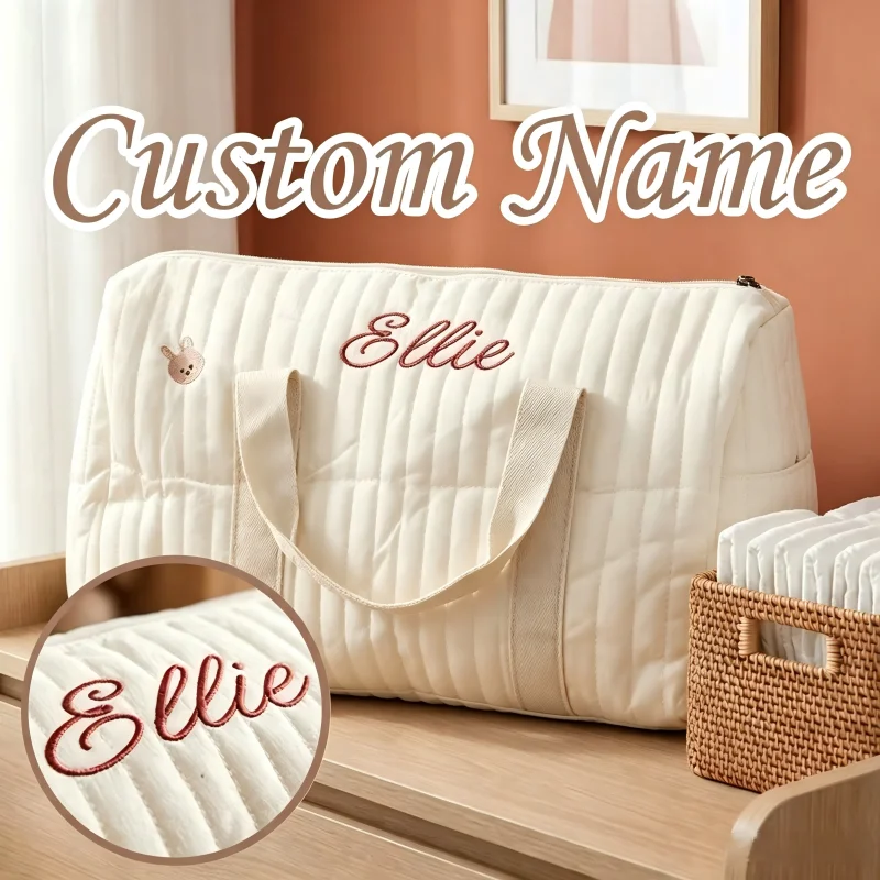 Personalized Diaper Bag Custom Embroidered Name Cute Bear Bunny Large Capacity Travel Mommy Hospital Labor Bag Baby Shower Gift