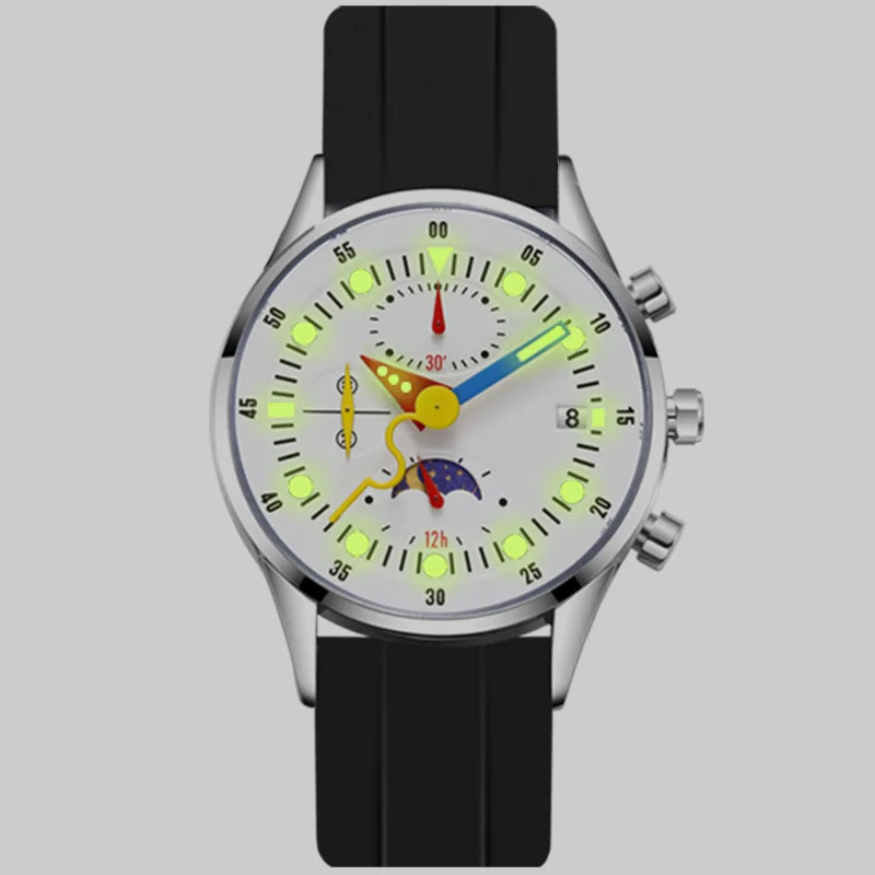 Multifunctional Men Quartz Watch  Moon Phases Hot Selling Funny Pointer Creative Design Niche Unique Men Wristwatch Cool Clock