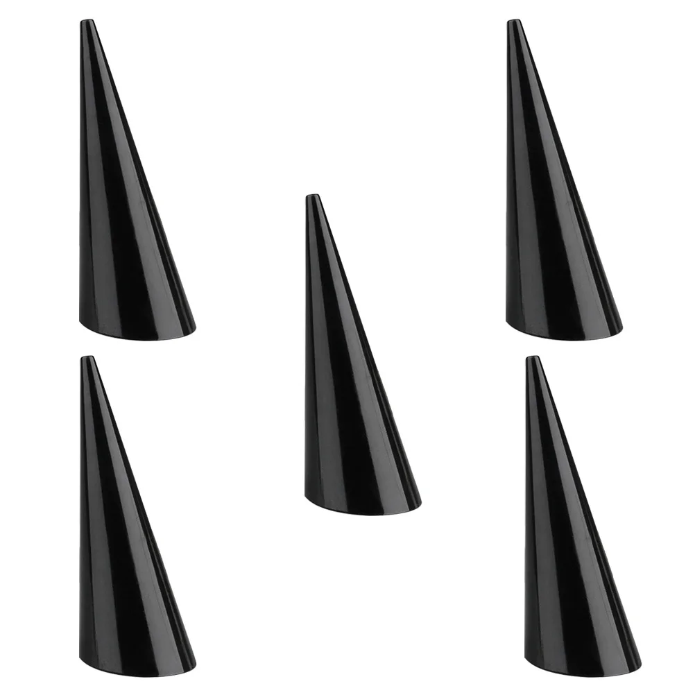 

5pcs Plastic Holder Acrylic Jewelry Stand Smooth Flat Base Sideways Cone Design For Easy Ring Sliding Jewelry Display Stands