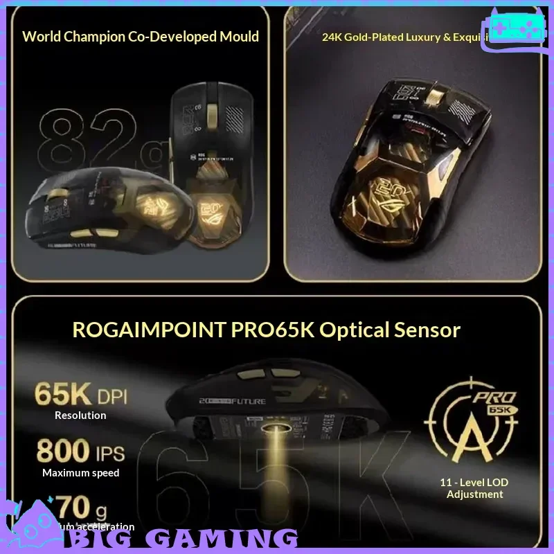 ROG Harpe II Extreme Edition 20 Wireless Gaming Mouse 24K Gold Plated 8K Hz Polling Rate Tri-Mode Esports FPS PC Mouse Valorant