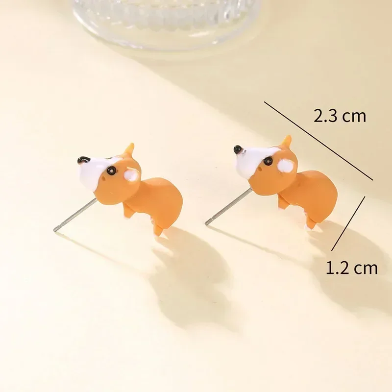 2pcs/1pair Animal Cartoon Stud Earring For Women Cute Dinosaur Little Dog Whale Clay Bite Ear Jewelry Funny Gifts Fashion view 6