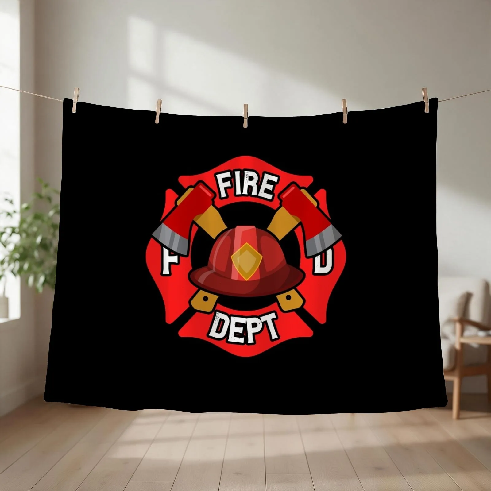 Fire Department Badge USA Throw Blanket couch cozy soft plush fuzzy picnic outdoor blanket
