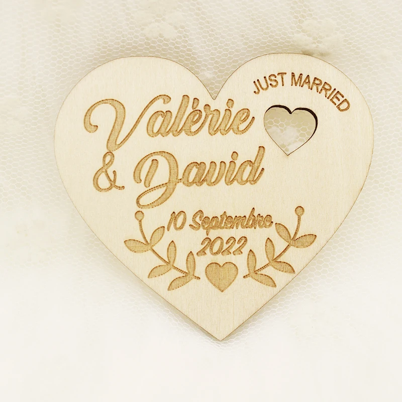 Personalized Wedding Laser Heart Save the Date Magnets,Custom wood rustic save the date,party favors gifts