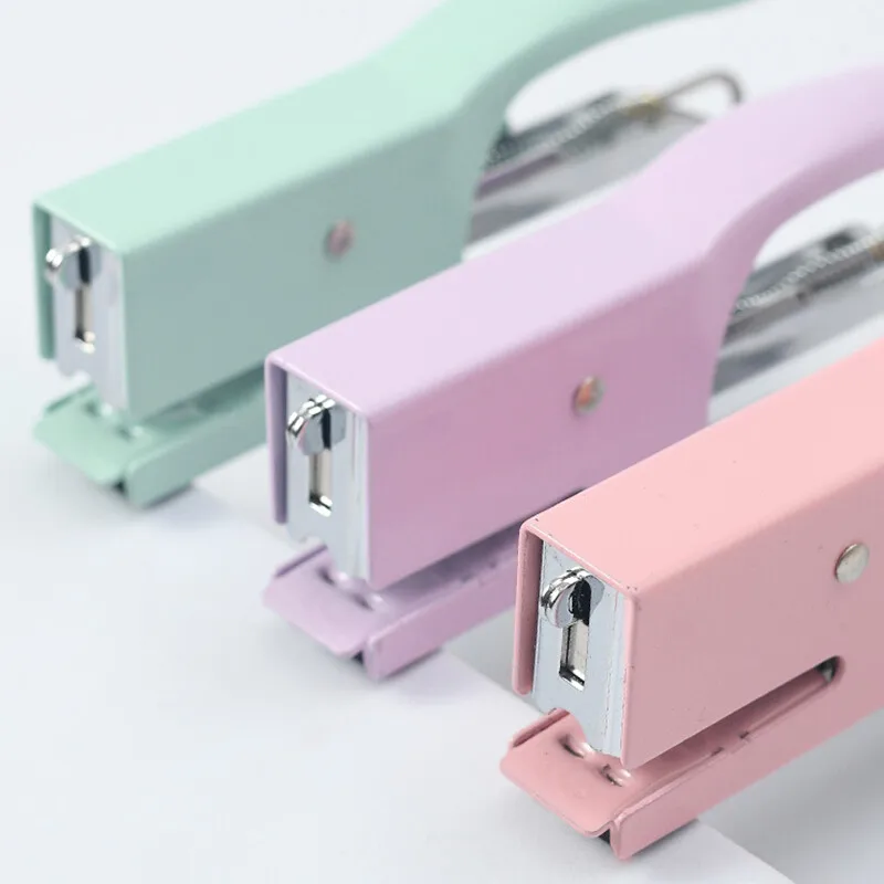 Mini Stapler Metal Hand-held Stapler with 750Pc Staple Pin Labor-Saving Office Stapler Portable Compact Kawaii Stationery