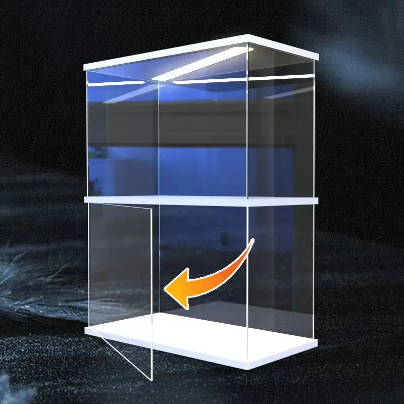 Clear Acrylic Display Box with LED Lights and Door for Toys, Car Models and Action Figures, Display Cabinets for Collectibles