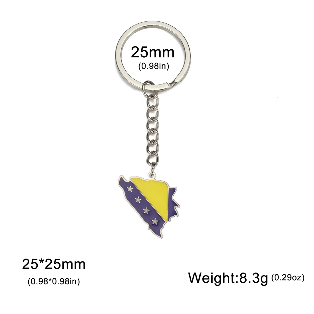 EUEAVAN البوسنة والهرسك خريطة المفاتيح الفولاذ المقاوم للصدأ العلم الكلاسيكي سيارة كيرينغ النساء الرجال حقيبة حُليات مجوهرات الحفلات هدية