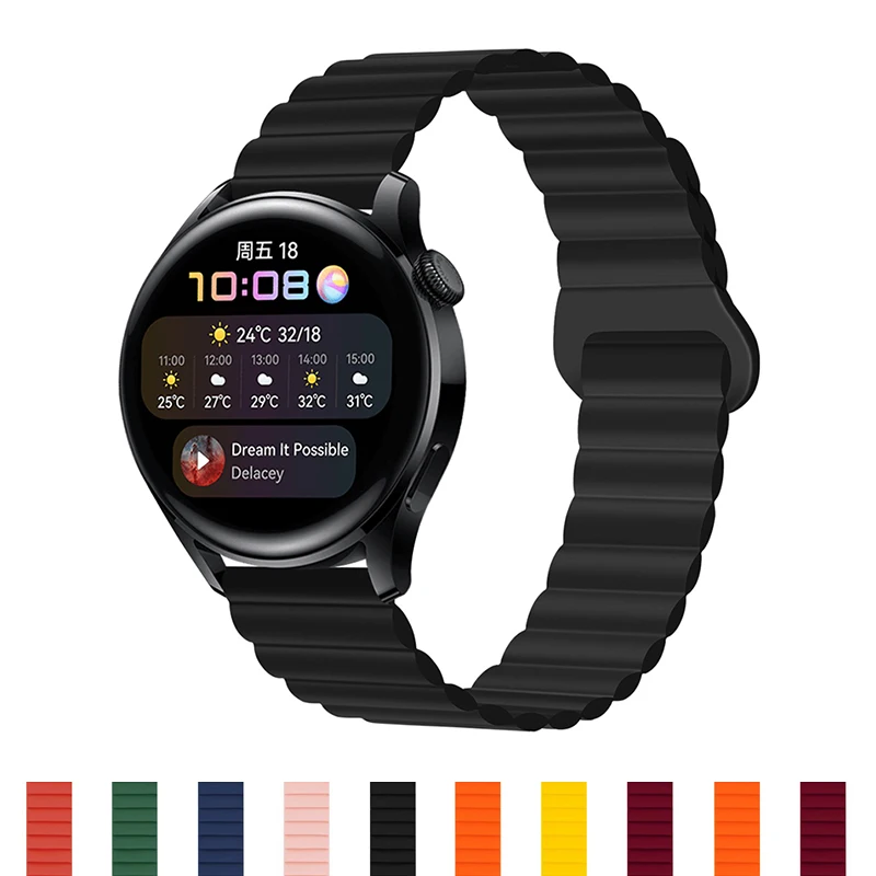 20mm 22mm Silicone strap For Samsung Galaxy watch 4/5 pro/3/active 2 amazfit Magnetic Loop bracelet HUAWEI watch GT 2e Pro band