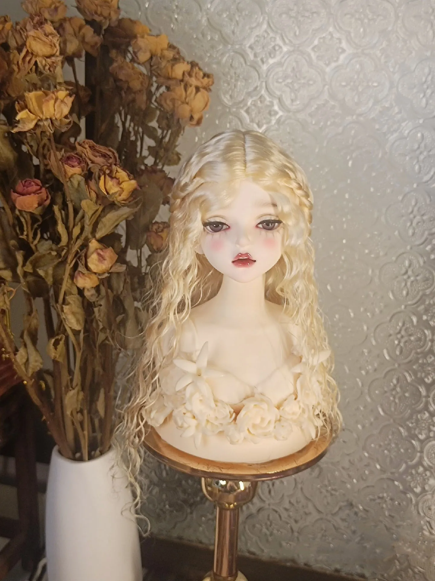 

Волосы для куклы, модные 1/3 1/4 волосы куклы BJD, винно-красный мохеровый парик, маленький рулон