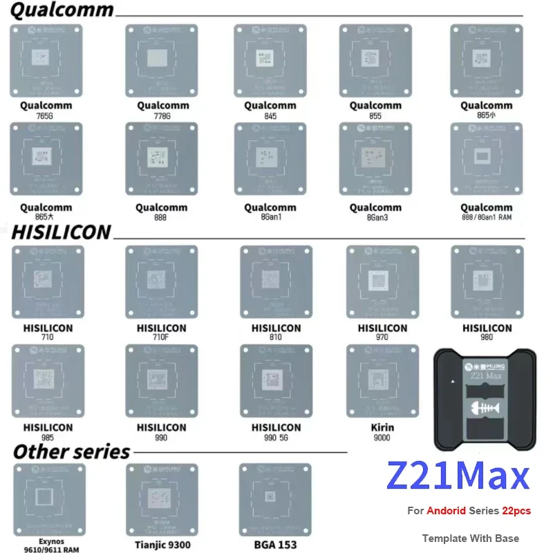 Imagem -02 - Plataforma Stencil para Cpu e Reballing Mijing Z21 Max A8a17 ip 615pro Max Telefone Android ic Chip Planting Modelo Tin Novas Atualizações