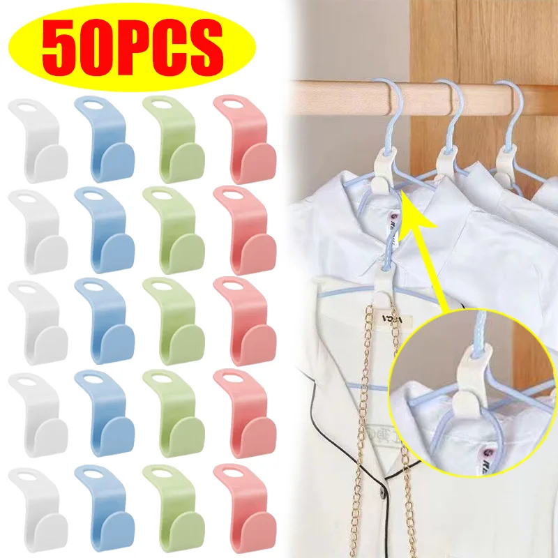 

5/50Pcs Mini Clothes Hanger Connector Hook Cascading Plastic Wardrobe Coat Extendable Hanger Holder Space Saving For Closet Home