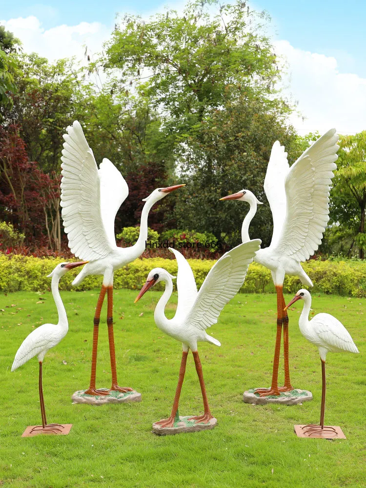 Crane sculpture FRP animal outdoor garden pool landscaping garden landscape decoration