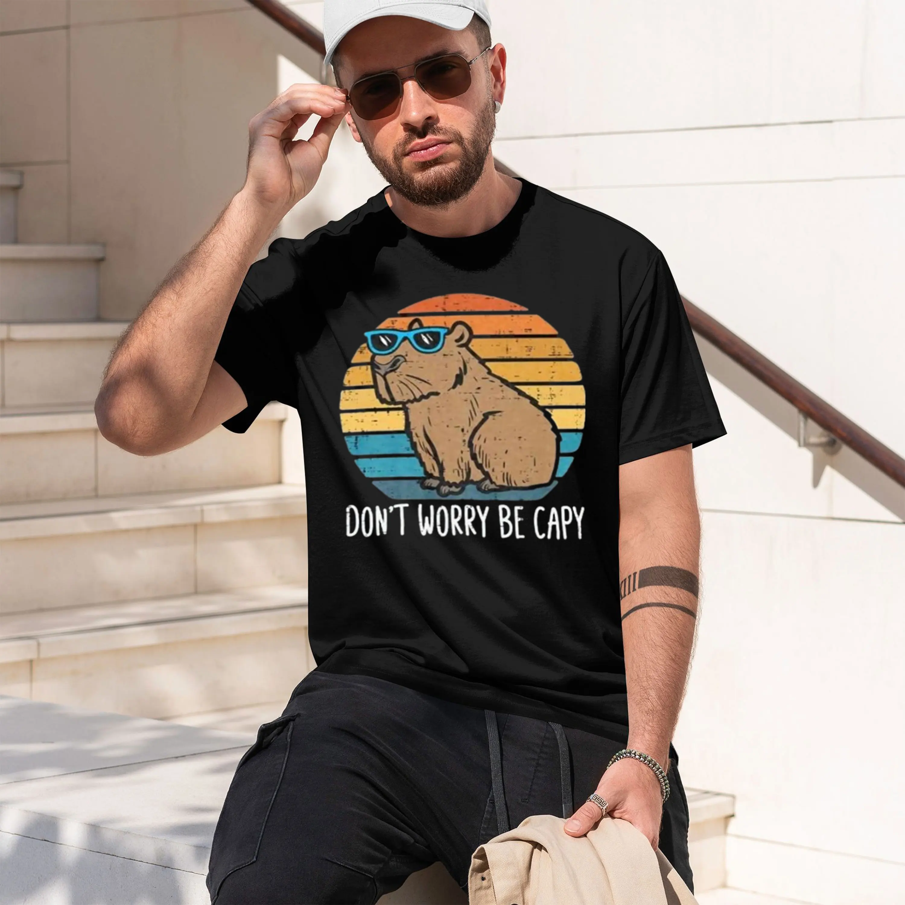 n't Worry Be Capy Printed Colorful T-shirts for Teenagers and ilen Summer and Casual Loose Short Sve T-shirt 2026 New Model Shor