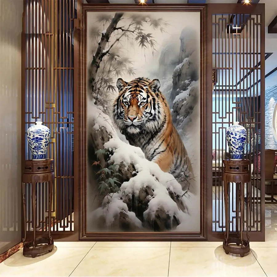 

Fullcang Snow Tiger Large Size Diy Diamond Arts Painting Kits Wild Animals Full Square Round Drill Mosaic Embroidery Picture