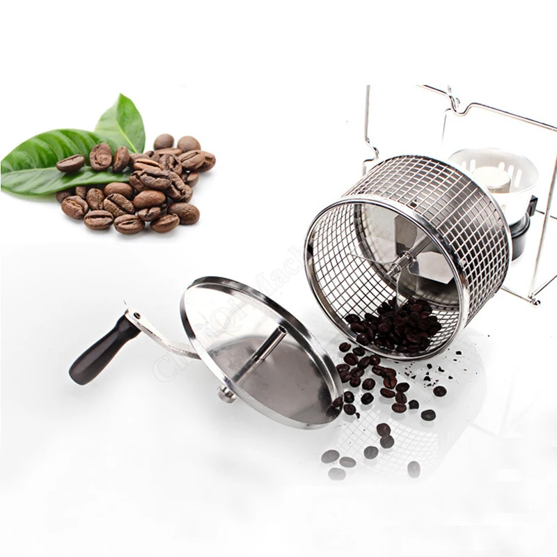 Máquina para asar granos de café, mango para el hogar, herramientas para hornear café DIY de acero inoxidable, Mini tostador de granos de café hecho a mano