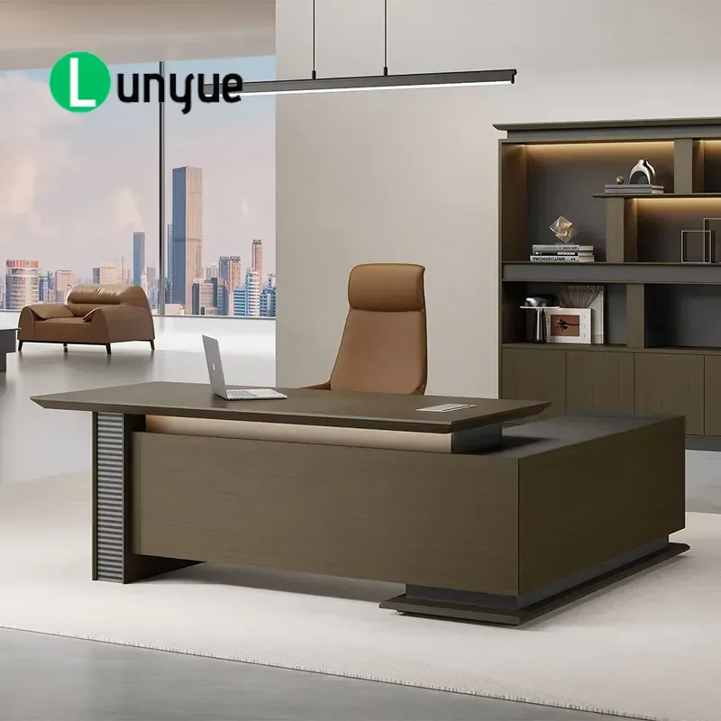 Modern L-Shaped Executive Desk with Drawers Wooden Computer Desk for Home Office Luxury Furniture Set Durable Storage