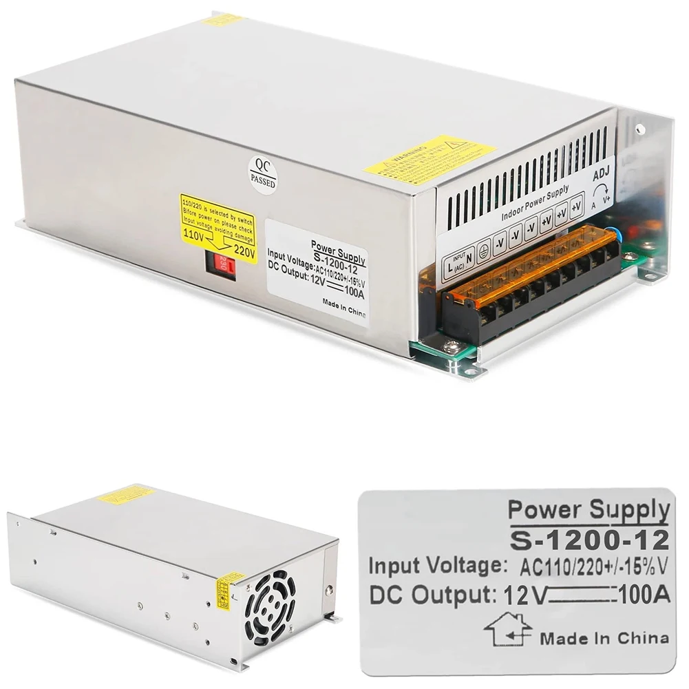 12V 100A AC DC Power Supply Adapter 1200W for Oxygen Pumps Nebulizers Brushless Motor Drives and Industrial Automation Systems